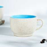 Cappuccino Cup in Light Blue Ceramic with White Exterior